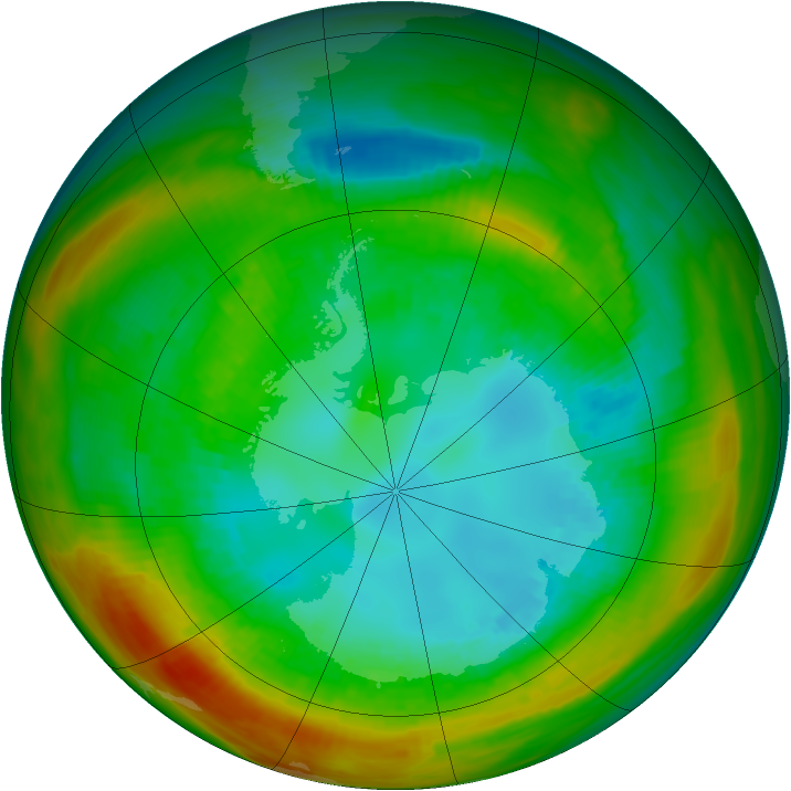 Antarctic ozone map for 21 August 1981